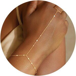 Gold Hand Chain Bracelet Dainty Adjustable Hypoallergenic for Women